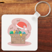 クリスマスデコレーションとサンタハット付きクラフトボックス キーホルダー (裏面)