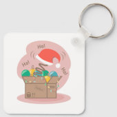 クリスマスデコレーションとサンタハット付きクラフトボックス キーホルダー (裏面)