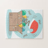 クリスマスデコレーションとサンタハット付きクラフトボックス ジグソーパズル (横)