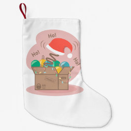 クリスマスデコレーションとサンタハット付きクラフトボックス スモールクリスマスストッキング