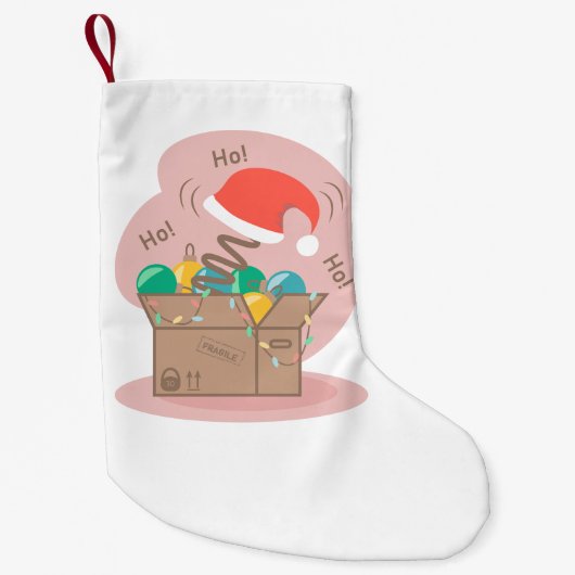 クリスマスデコレーションとサンタハット付きクラフトボックス スモールクリスマスストッキング (正面)