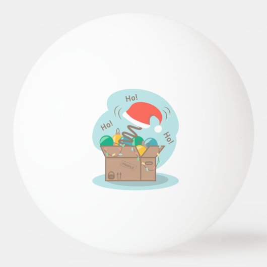 クリスマスデコレーションとサンタハット付きクラフトボックス 卓球ボール (正面)
