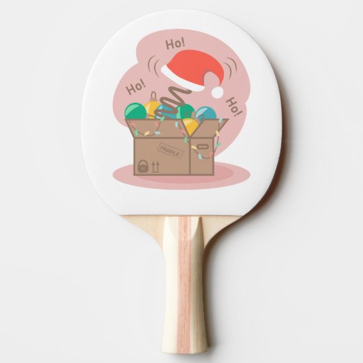 クリスマスデコレーションとサンタハット付きクラフトボックス 卓球ラケット (裏面)