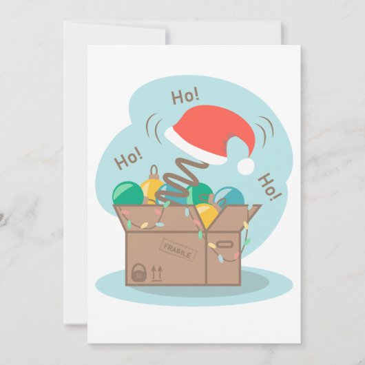 クリスマスデコレーションとサンタハット付きクラフトボックス 招待状 (正面)