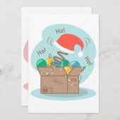 クリスマスデコレーションとサンタハット付きクラフトボックス 招待状 (正面/裏面)