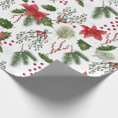 クリスマスデコレーショングリーン植物の水色 ラッピングペーパー (角)