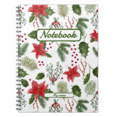 クリスマスデコレーショングリーン植物の水色s ノートブック (正面)