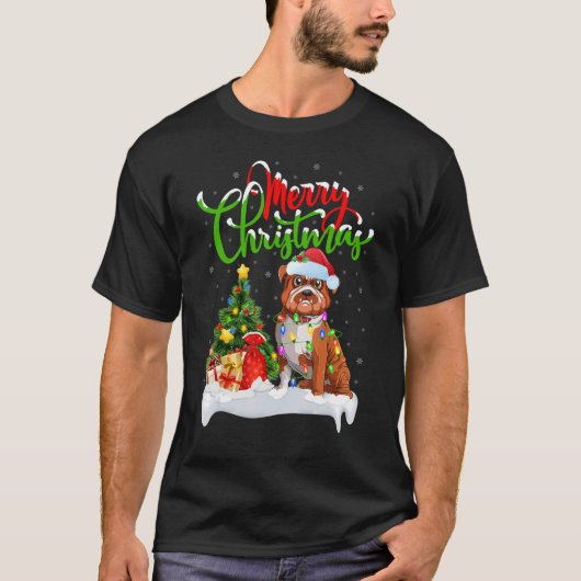 クリスマスデコレーションサンタブルドッグクリスマス Tシャツ (正面)