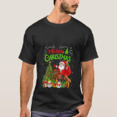 クリスマスデコレーションツリーライトサンタライディングメルカート Tシャツ (正面)