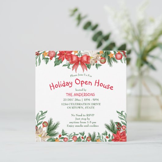 クリスマスデコレーションホリデーオープンハウスの招待状 招待状 (スタンド正面)