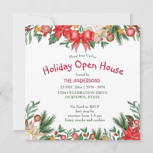 クリスマスデコレーションホリデーオープンハウスの招待状 招待状 (正面)