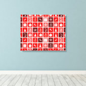 クリスマスデコレーションホリデーレッドパターン キャンバスプリント (インサイチュ (ウッドフロア))