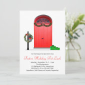 クリスマスデコレーションレッドドアホリデーパーティー 招待状 (スタンド正面)