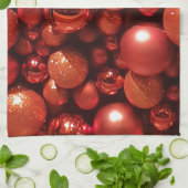 クリスマスデコレーションレッドボーブル キッチンタオル (折り畳み)