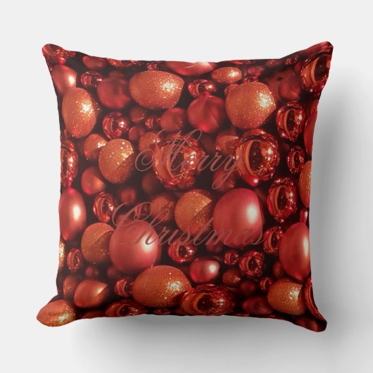 クリスマスデコレーションレッドボーブル クッション (正面)