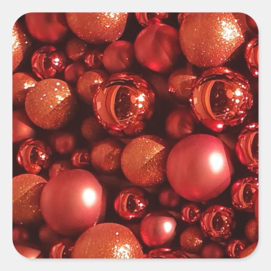 クリスマスデコレーションレッドボーブル スクエアシール (正面)