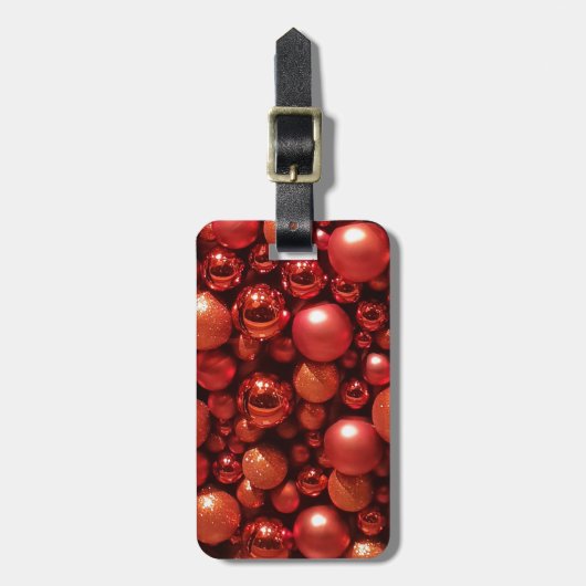 クリスマスデコレーションレッドボーブル ラゲッジタグ (正面縦)