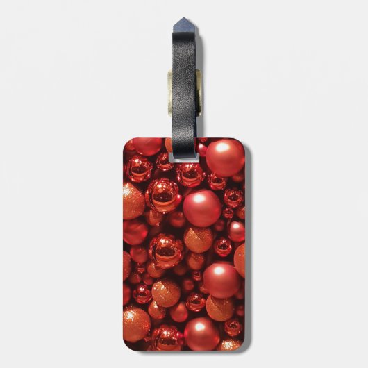 クリスマスデコレーションレッドボーブル ラゲッジタグ (裏面縦)