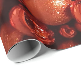 クリスマスデコレーションレッドボーブル ラッピングペーパー