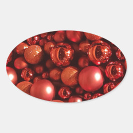クリスマスデコレーションレッドボーブル 楕円形シール