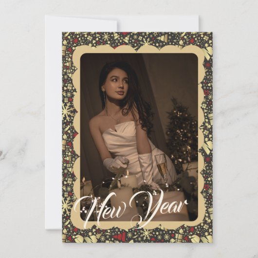 クリスマスデコレーション写真フレームホリデーカード シーズンカード (正面)