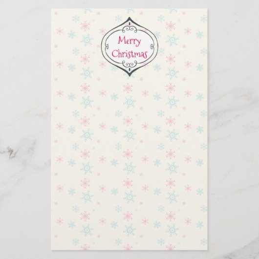 クリスマスデコレーション及びスノーフレーク模様カスタム 便箋 (正面)