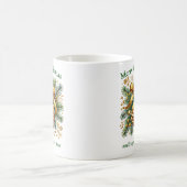 クリスマスデコレーション松コーンセージ緑と金ゴールド コーヒーマグカップ (中央)