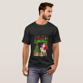 クリスマスデコレーション素晴らしサンタ乗馬ピレネー犬C Tシャツ (正面フル)