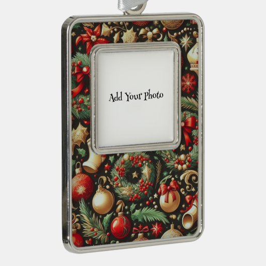 クリスマスデコレーション シルバープレートフレームオーナメント (右)