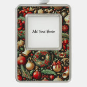 クリスマスデコレーション シルバープレートフレームオーナメント (正面)
