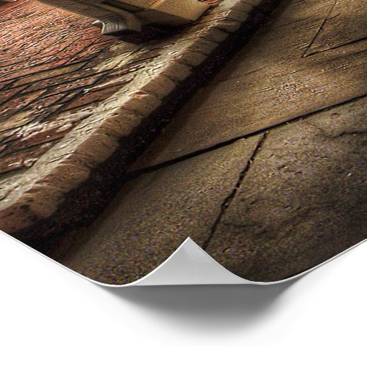 クリスマスデコレーションinシティーと雪だるまバイハウス ポスター (角)