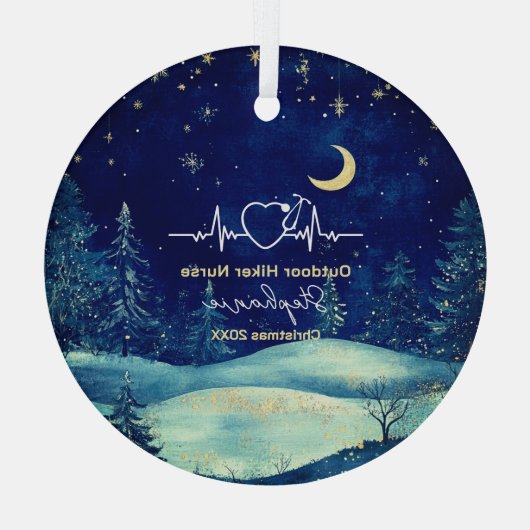 クリスマスデコールアウトドアアドベンチャーナースライフギフト ガラスオーナメント (裏面)