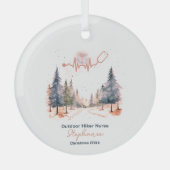 クリスマスデコールアウトドアアドベンチャーナースライフギフト ガラスオーナメント (正面)