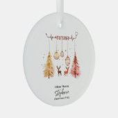 クリスマスデコールアウトドアパインツリーナースディアギフト ガラスオーナメント (正面右)