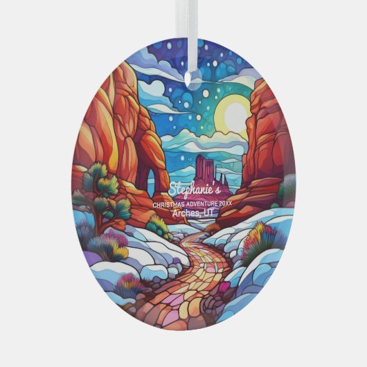 クリスマスデコールアーチズナショナルパークユタ野外 ガラスオーナメント (正面右)