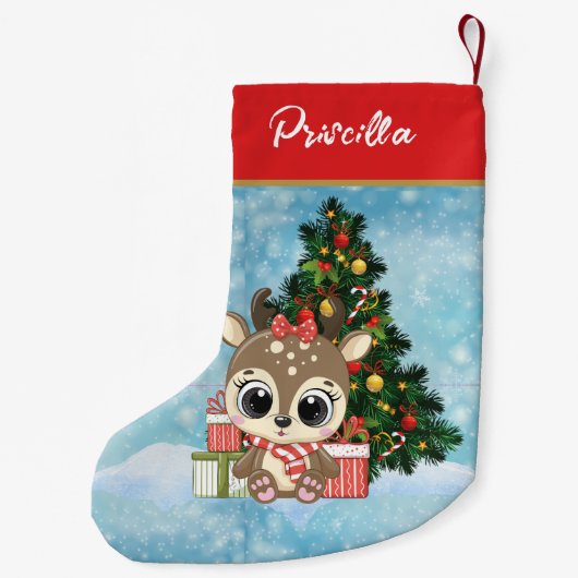 クリスマスデコールキュートトインデナークラシック スモールクリスマスストッキング (裏面)