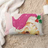 クリスマスデコールサンタピンク ランバークッション (ブランケット)