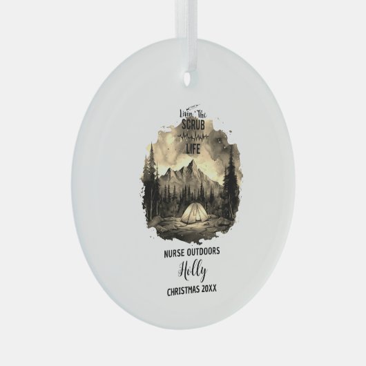 クリスマスデコールナースアウトドアキャンプアドベンチャーギフト ガラスオーナメント (正面右)