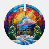 クリスマスデコールバンフ国立公園カナダ婚約した ガラスオーナメント (裏面)