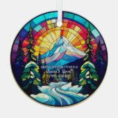 クリスマスデコールバンフ国立公園カナダ結婚した ガラスオーナメント (裏面)