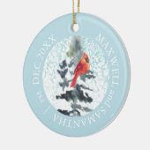 クリスマスデコールレッド（鳥）ショウジョウコウカンチョウウォーターカラーカスタム セラミックオーナメント (左)
