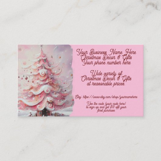 クリスマスデコール&ギフトツリーピンクショップ販売Etsy 名刺 (正面)