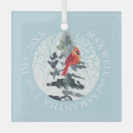 クリスマスデコ素朴ールカスタムウェディングブルー ガラスオーナメント (正面)