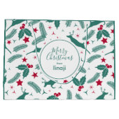 クリスマスデザイナーとホリーパターン ラージペーパーバッグ (裏面)