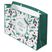 クリスマスデザイナーとホリーパターン ラージペーパーバッグ (裏面アングル)