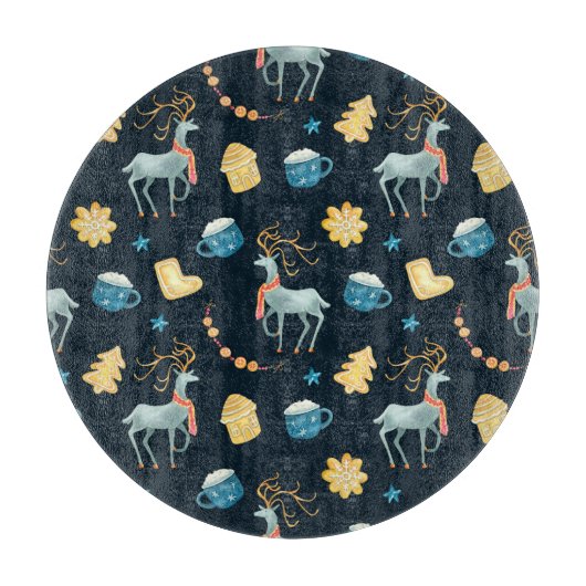 クリスマスデザイナー:水彩シームレスパターン カッティングボード (正面)