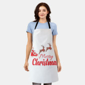 クリスマスデザインとトナカイ エプロン (着用した状態)