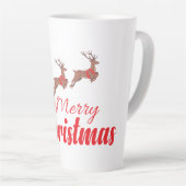 クリスマスデザインとトナカイ カフェラテマグ (右アングル)