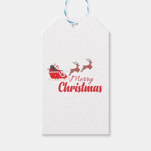 クリスマスデザインとトナカイ ギフトタグ (正面)