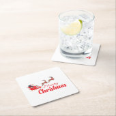 クリスマスデザインとトナカイ スクエアペーパーコースター (インサイチュ)